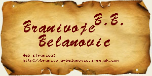 Branivoje Belanović vizit kartica